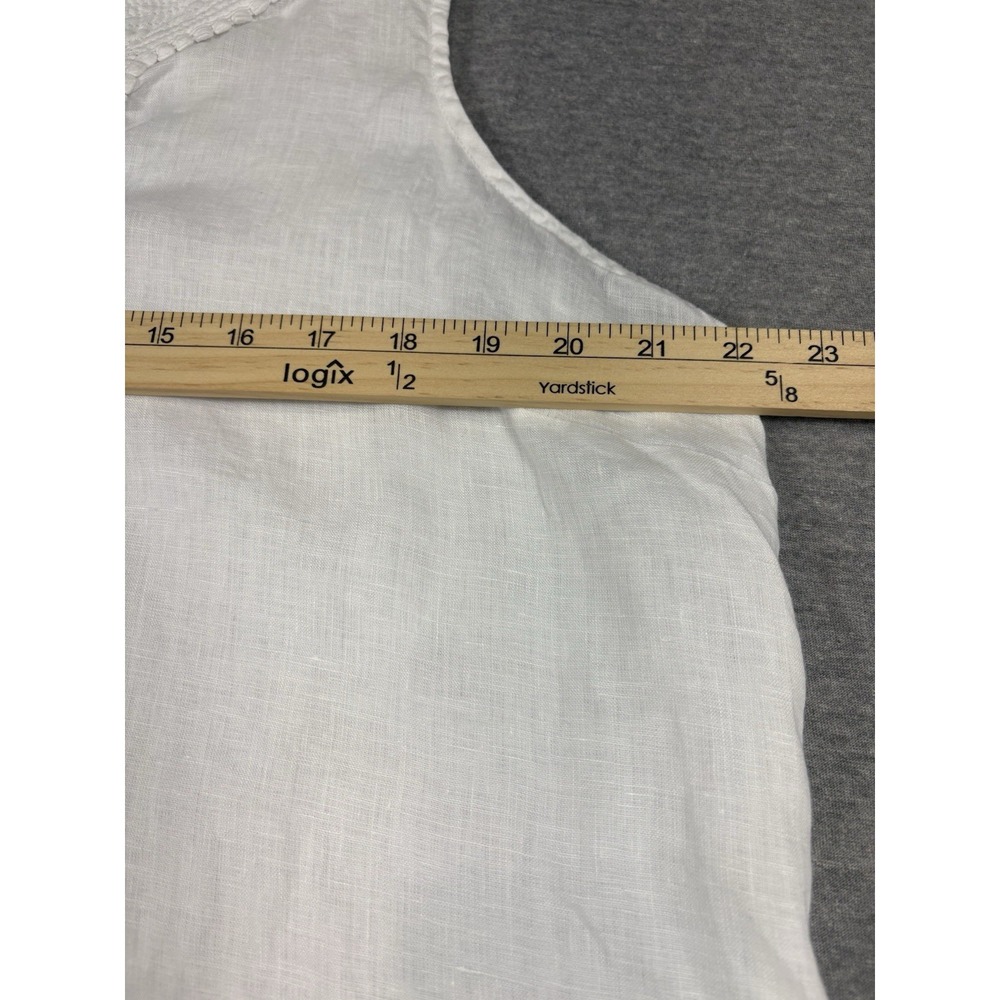 Talbots Women's 100% Linen Sleeveless White Camisole Top Crochet Size XL Petite - Picture 6 of 12